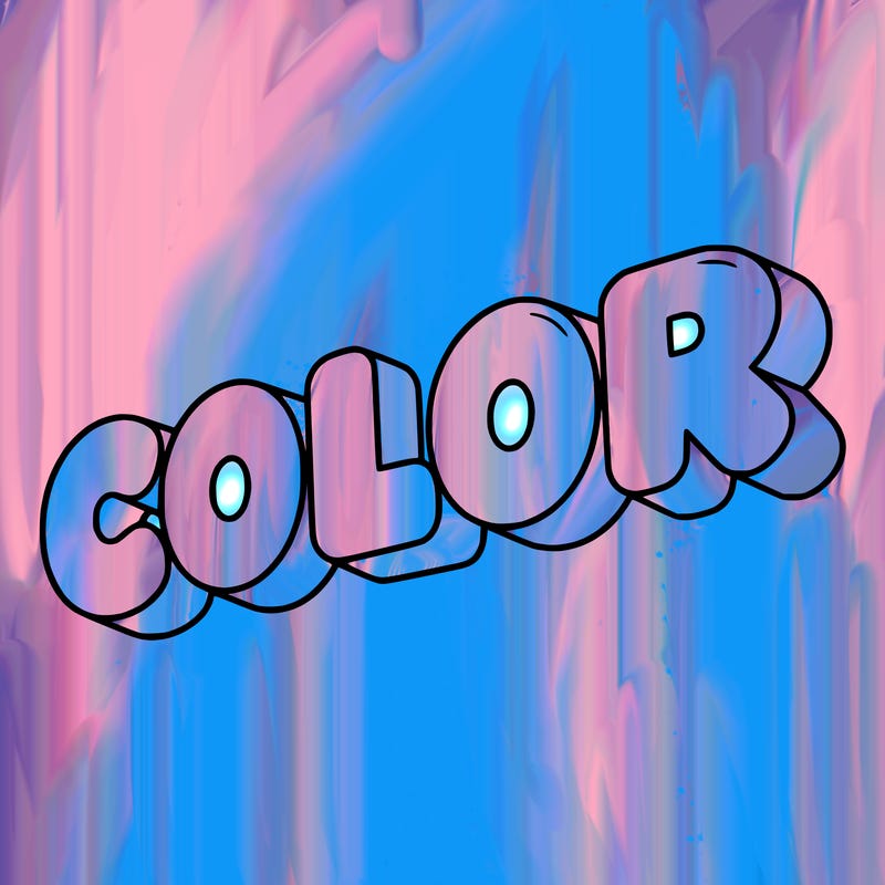 a sign that says color in bubble writing