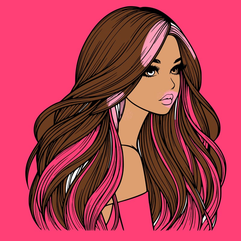 realistic girl with long realistic hair