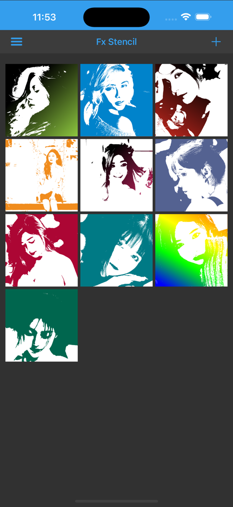 Fx Stencil - A collection of high contrast portrait stencils with various color filters and gradients in the Fx Stencil app gallery