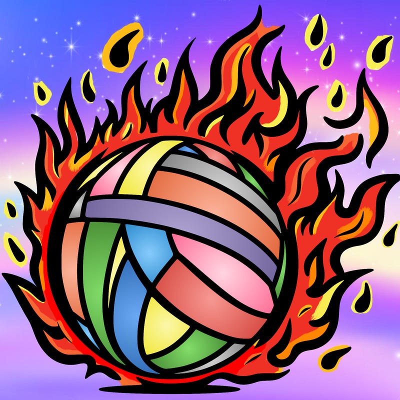 volleyball on fire