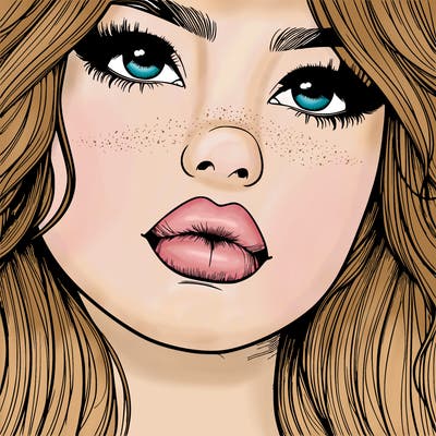 really realistic girl with lips