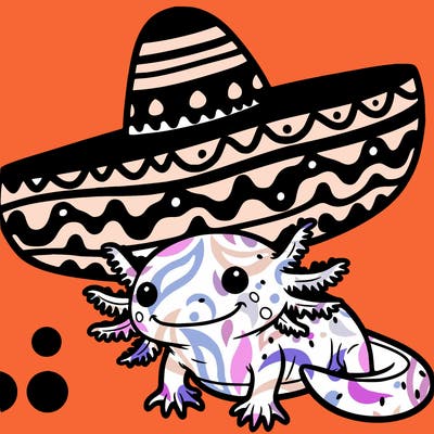 axolotl wearing mexican hat