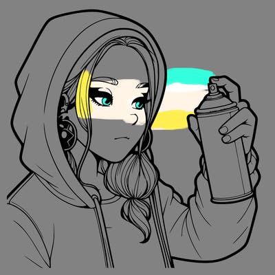 a realistic girl, spray painting