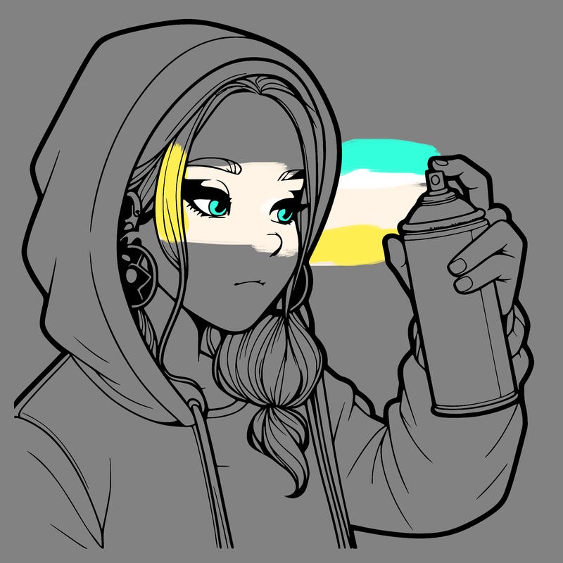 a realistic girl, spray painting