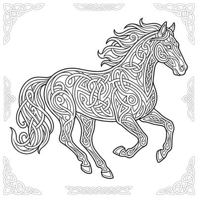 Bring this magnificent Celtic knot horse to life with your favorite colors! Designed especially for kids, this printable page offers a unique and engaging coloring experience.