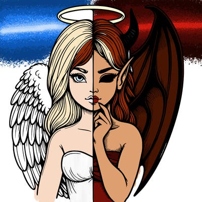 realistic angel half demon