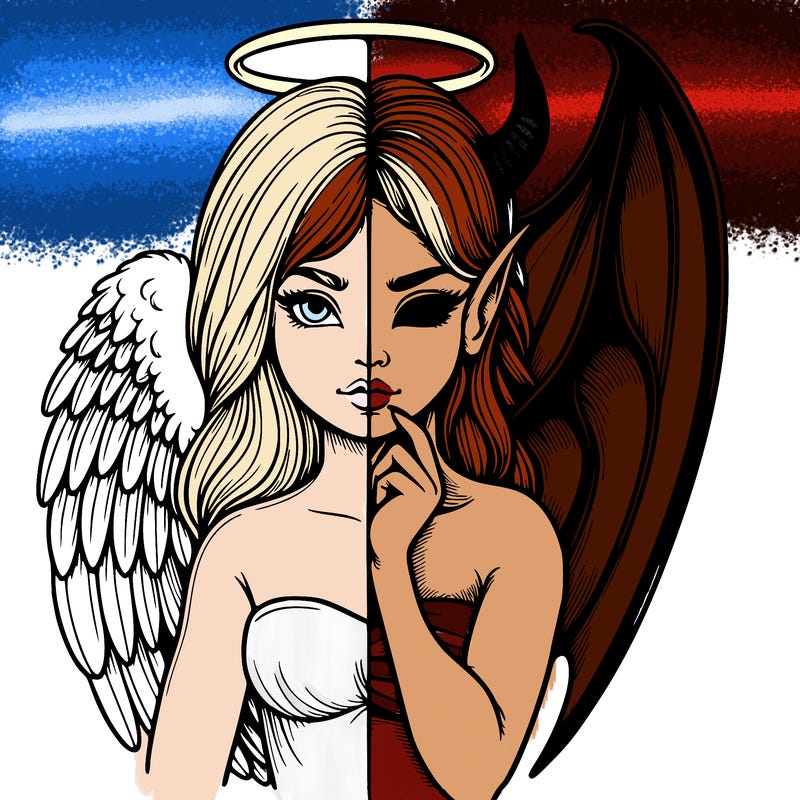 realistic angel half demon