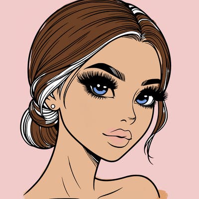 realistic girl with lashes