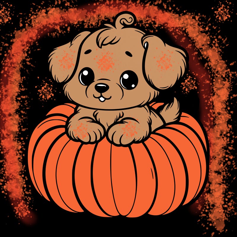 cute little puppy in a pumpkin