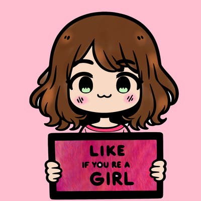 a cute girl holding a sign that says like if you’re a girl