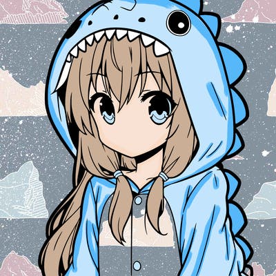 anime girl in a dinosaur onesie