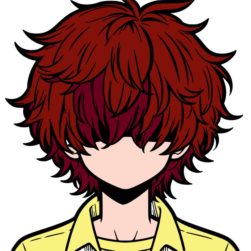 manga boy fluffy hair covering his eyes