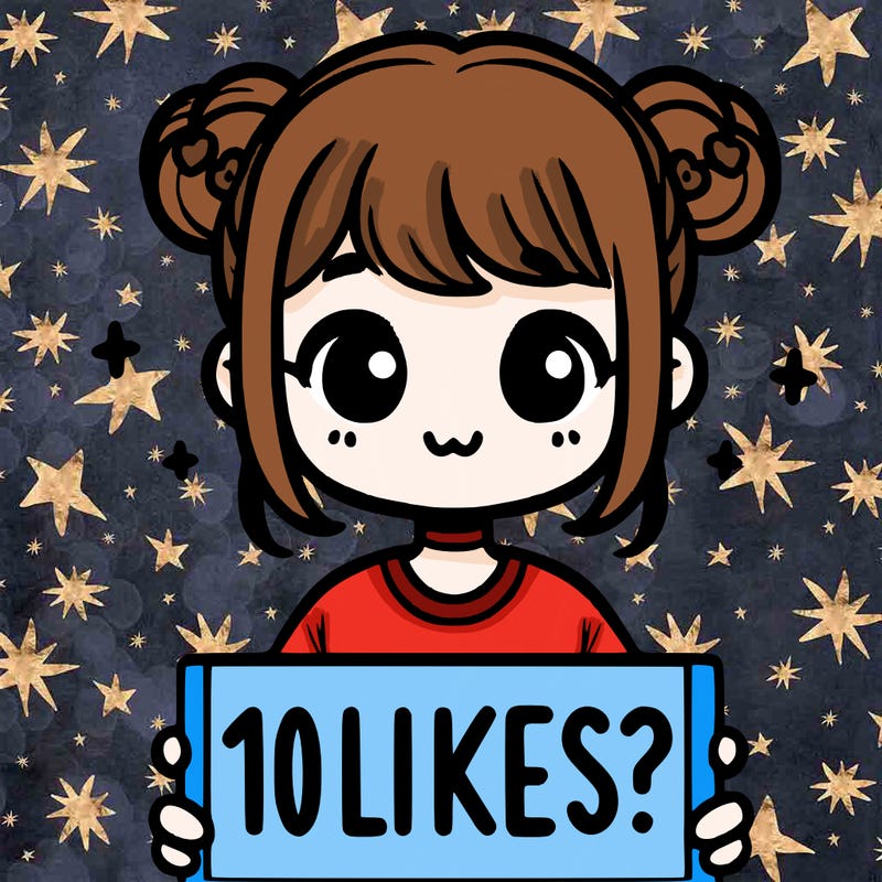 cute girl that is holding a sign that says 10 likes?