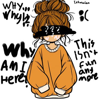 girl with baggy sweatshirt and messy bun