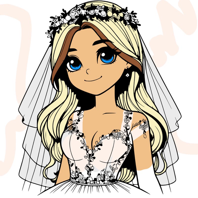 realistic girl in a wedding dress