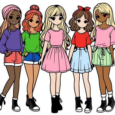 a group of five girls