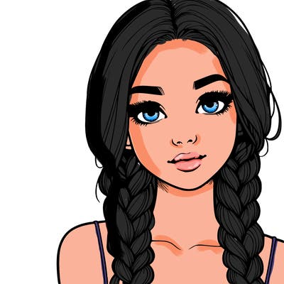 realistic girl with braids