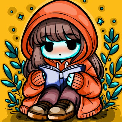 girl in oversized hoodie reading a book