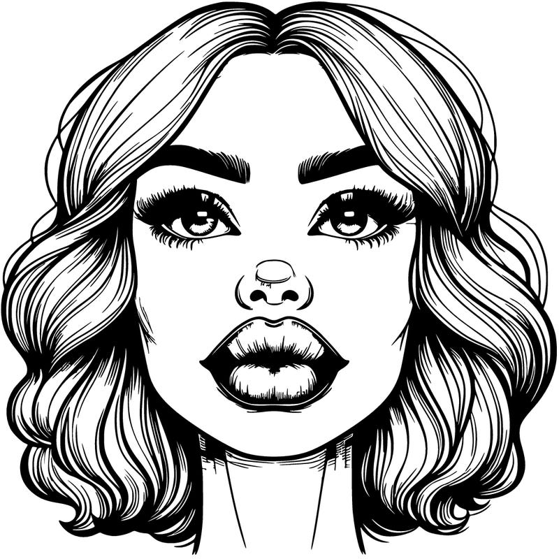 realistic person with realistic big lips