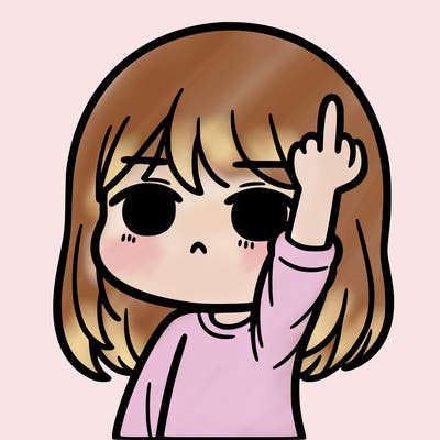 girl flipping off with a straight face