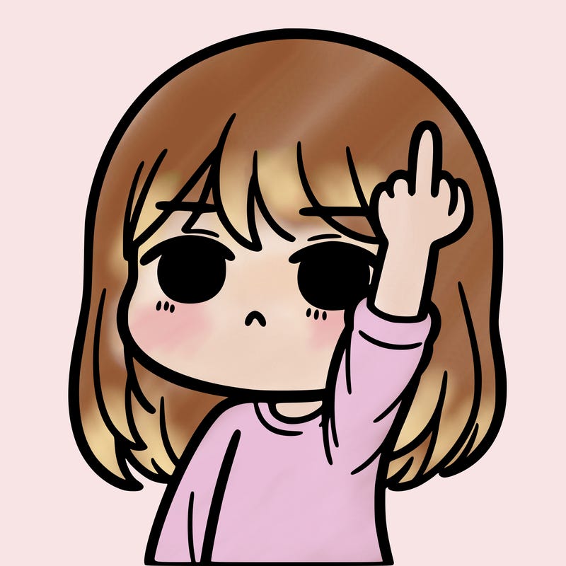 girl flipping off with a straight face