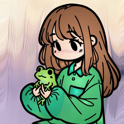 girl with long hair and a oversized shirt. and she is holding a frog