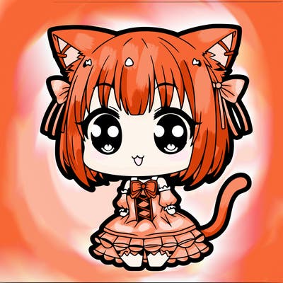 chibi cute anime cat girl