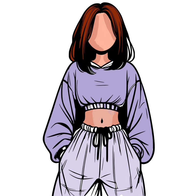 realistic girl faceless with baggy pants and a crop top