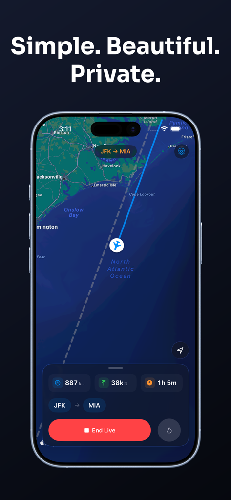 Sky Trace - Track Your Flight - Sky Trace app interface showing live flight tracking on a map with altitude and speed metrics.