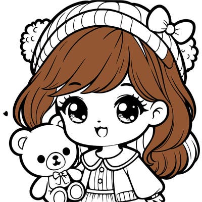 cute girl with teddy bear