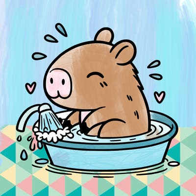 capybara taking a bath