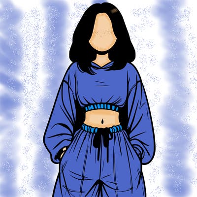 realistic girl faceless with baggy pants and a crop top