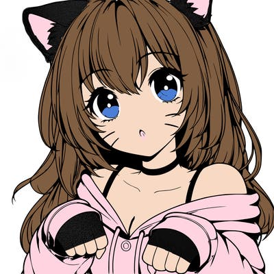 realistic anime cat girl