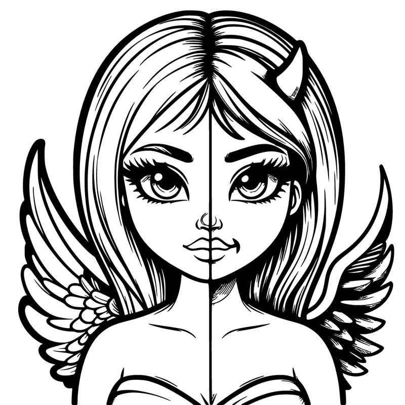 realistic half devil half angel