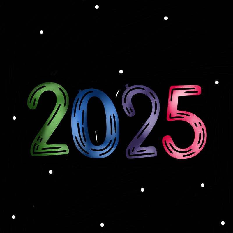 one line scrawled numbers sketch design “2025”