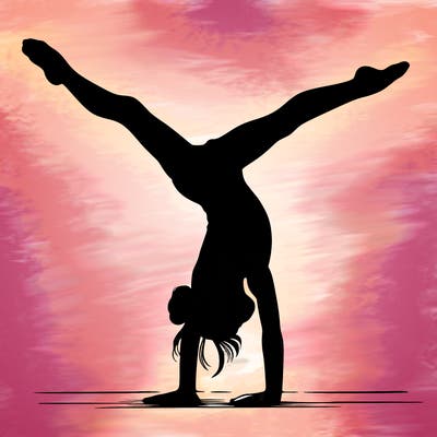 realistic gymnastic hand stand girl in four splits