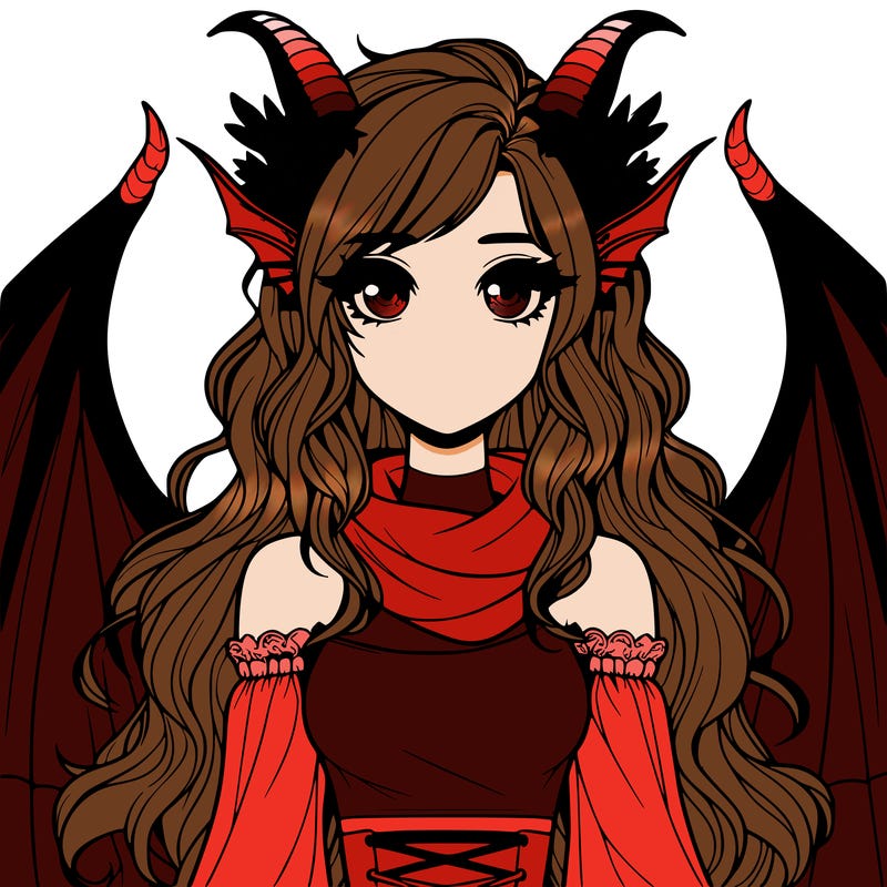 realistic girl with dragon wings horns and a tail