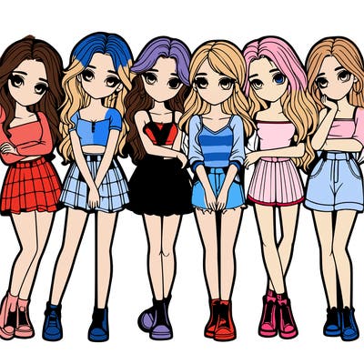 a group of girls realistic