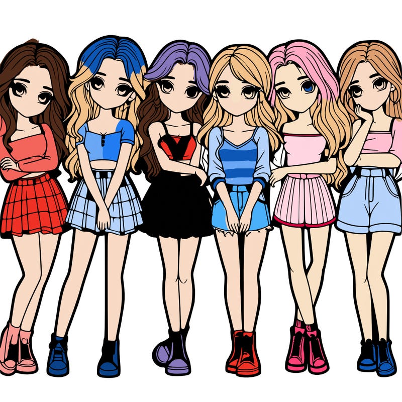 a group of girls realistic