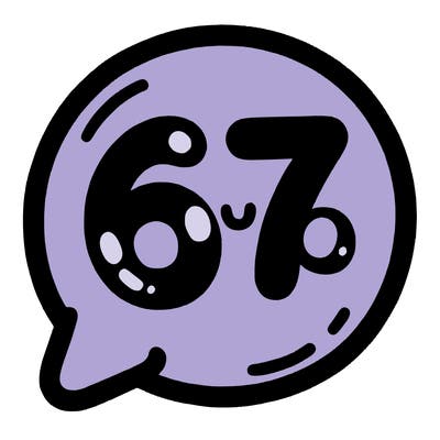 bubble that says 67