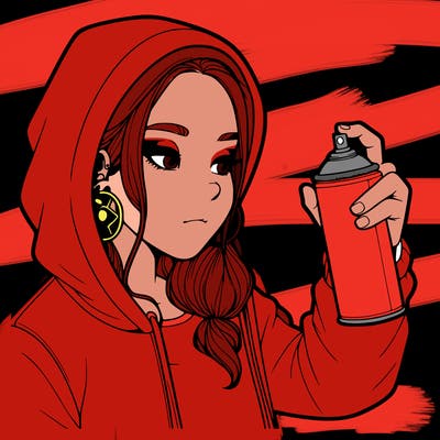 a realistic girl, spray painting