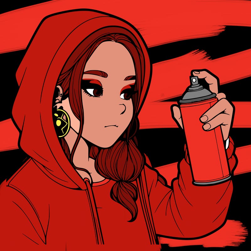 a realistic girl, spray painting