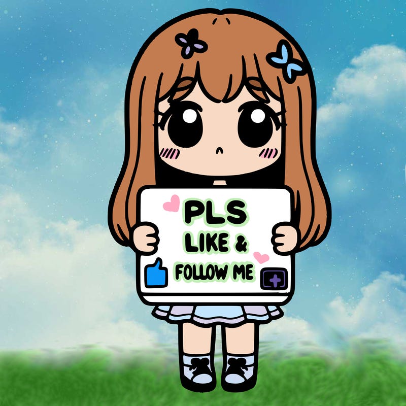 girl holding a sign that says pls like and follow me
