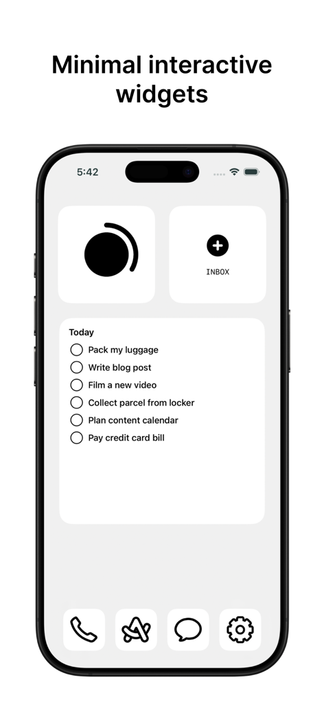 Minimalist interactive to-do list widgets on an iPhone home screen for SyncTasks