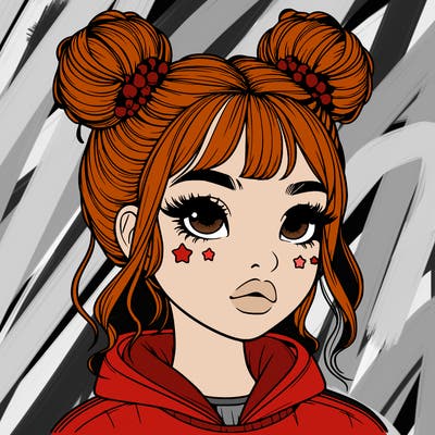 realistic girl with space buns