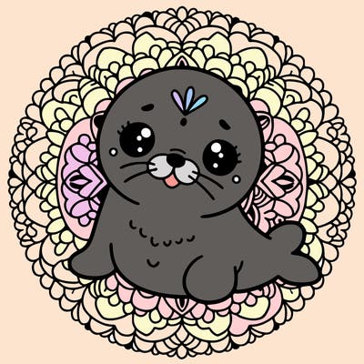 a cute baby seal mandala
