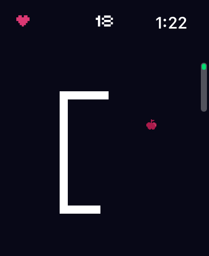 Classic snake game interface on Apple Watch