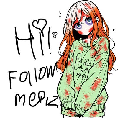 manga teen girl  in a sweater and baggy pants