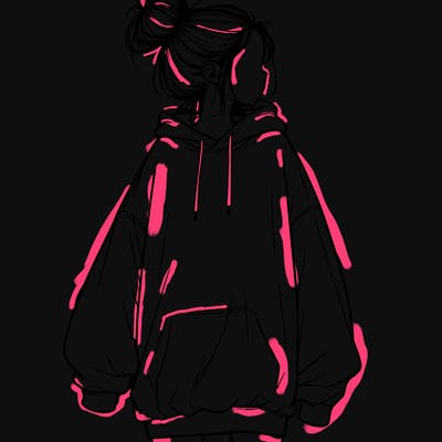 realistic girl with a oversized sweatshirt on and a bun