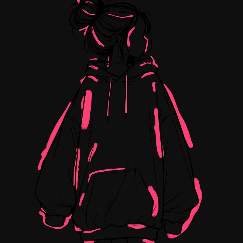 realistic girl with a oversized sweatshirt on and a bun